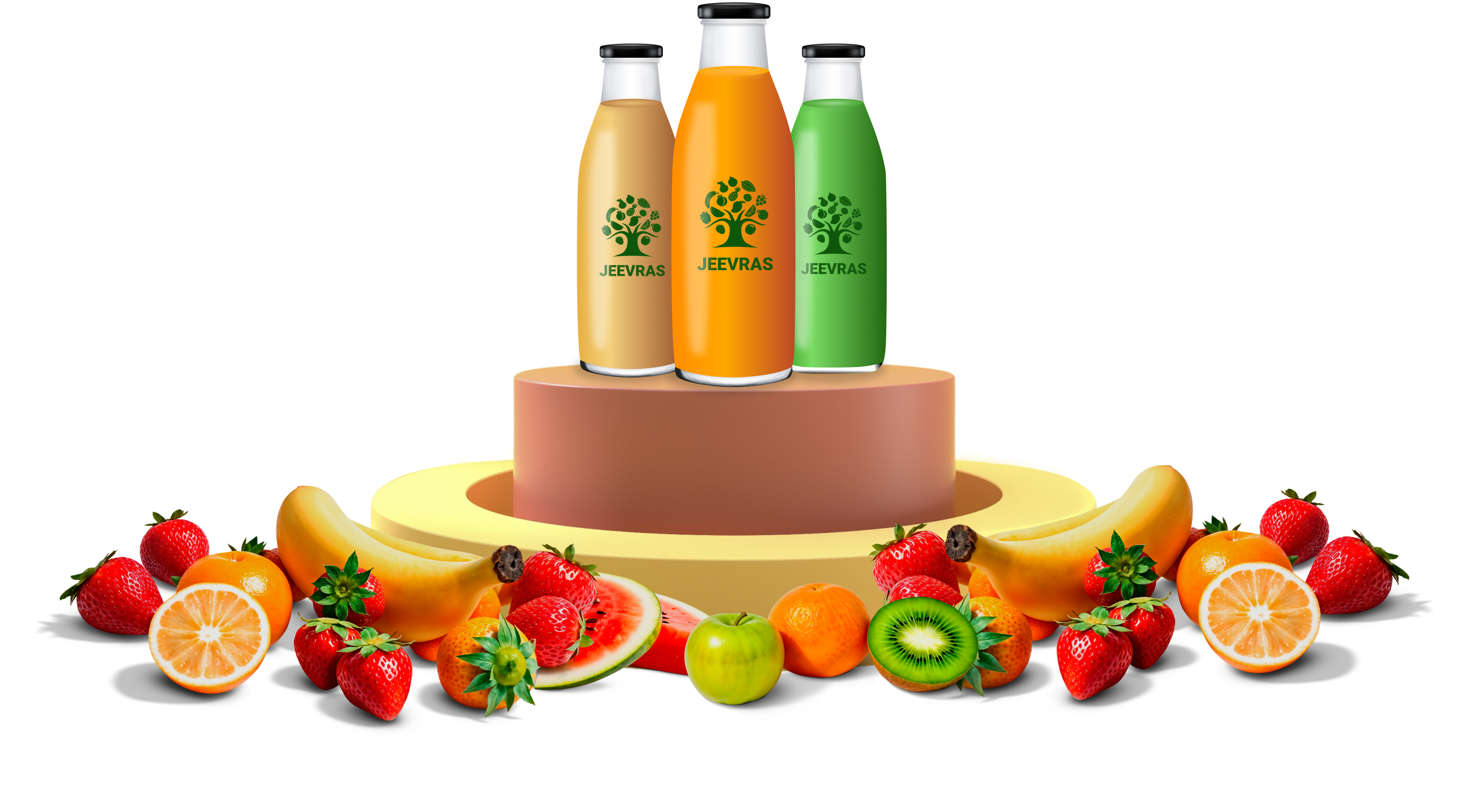 A vibrant display of fresh juices